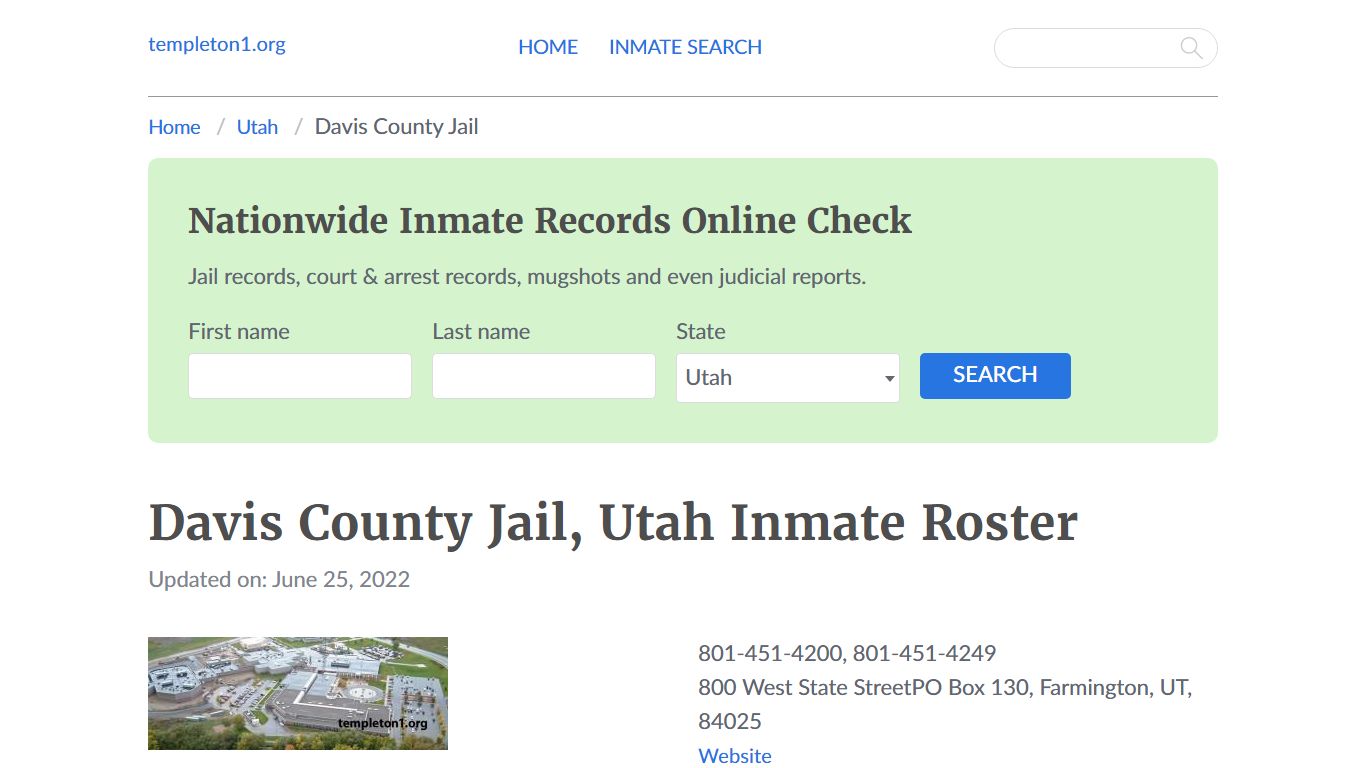 Davis County Jail, Utah Inmate Roster - templeton1.org